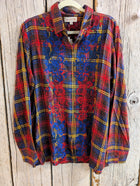 Plaid Embroidered Blouse