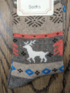 Women's Wool Blend Reindeer Crew Socks