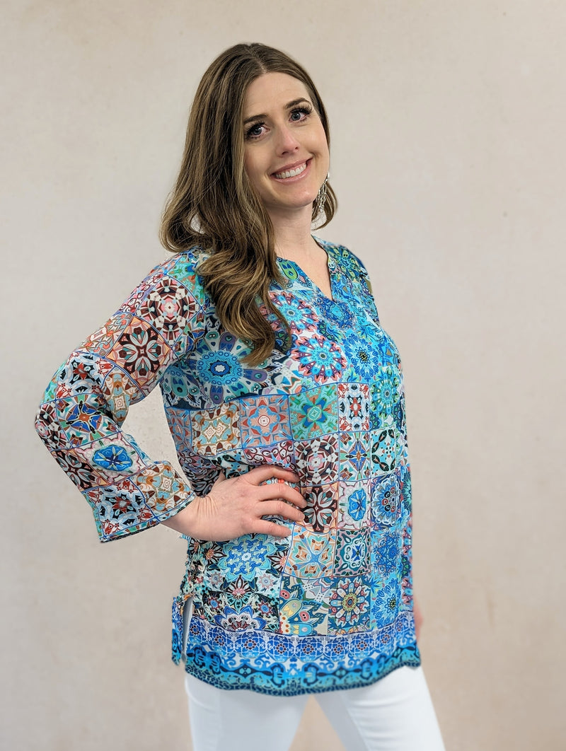 Silk Viscose V Neck Tunic