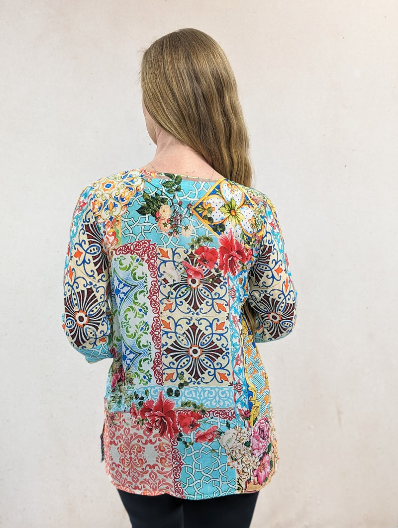 Silk Viscose V Neck Tunic