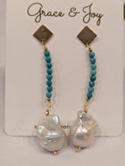 Dangle Beaded Earrings w/Baroque Pearl