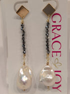 Dangle Beaded Earrings w/Baroque Pearl