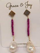 Dangle Beaded Earrings w/Baroque Pearl