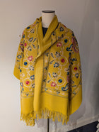 Embroidered Paisley Cashmere Scarf/Wrap