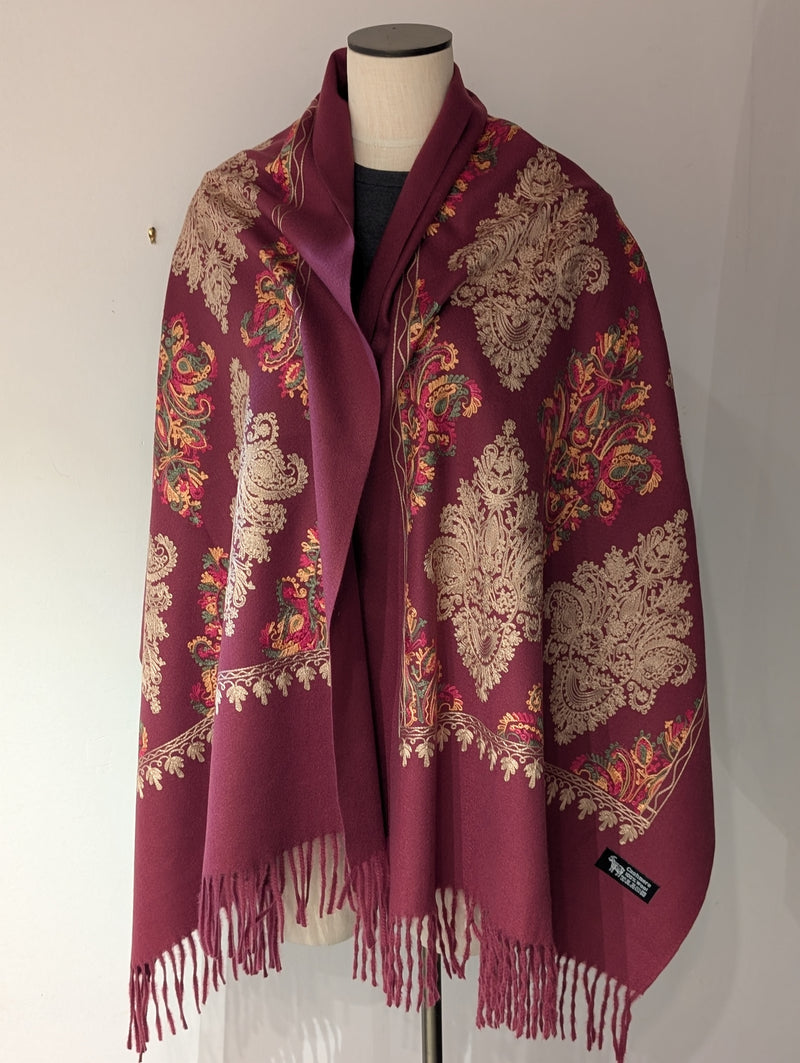 Embroidered Medallion Cashmere Scarf/Wrap