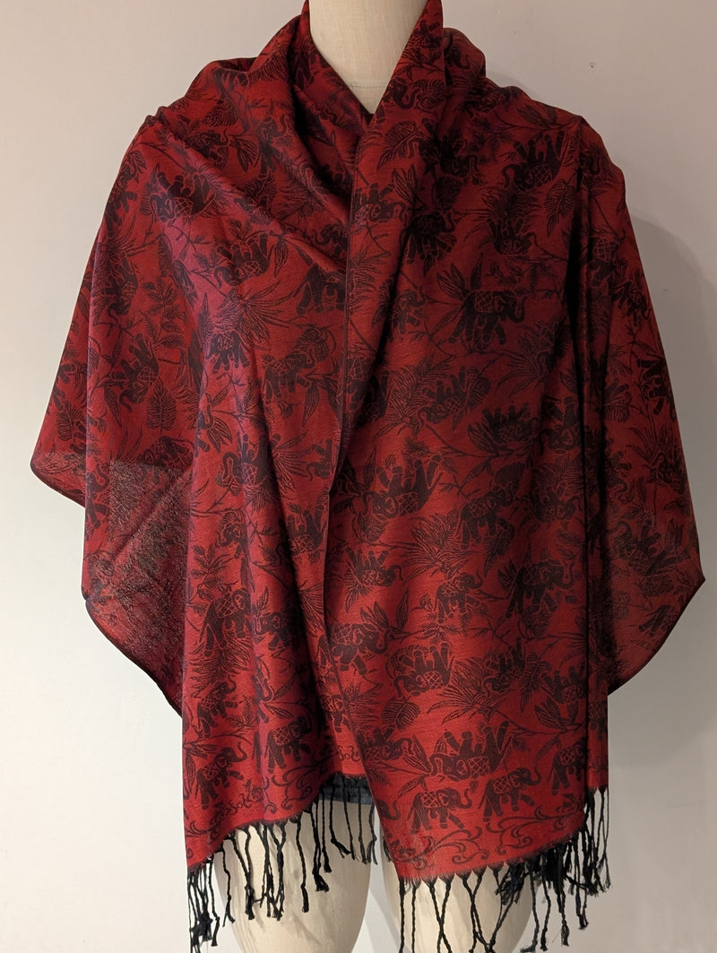 Subtle Floral and Elephant Pashmina