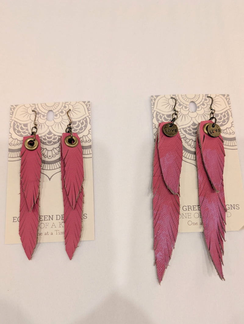 Leather Feather Earrings