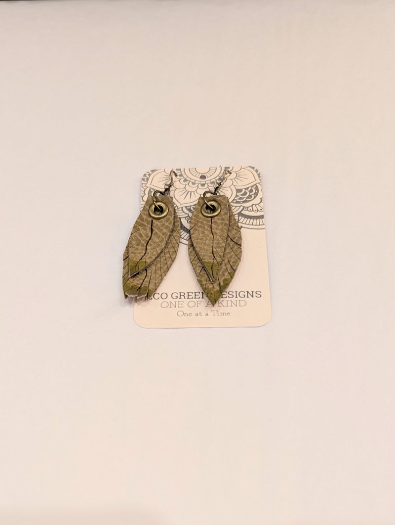 Leather Feather Earrings