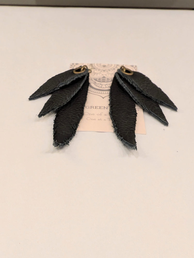 Leather Feather Earrings