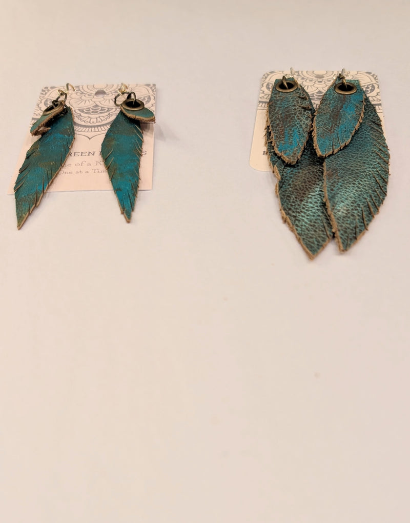 Leather Feather Earrings