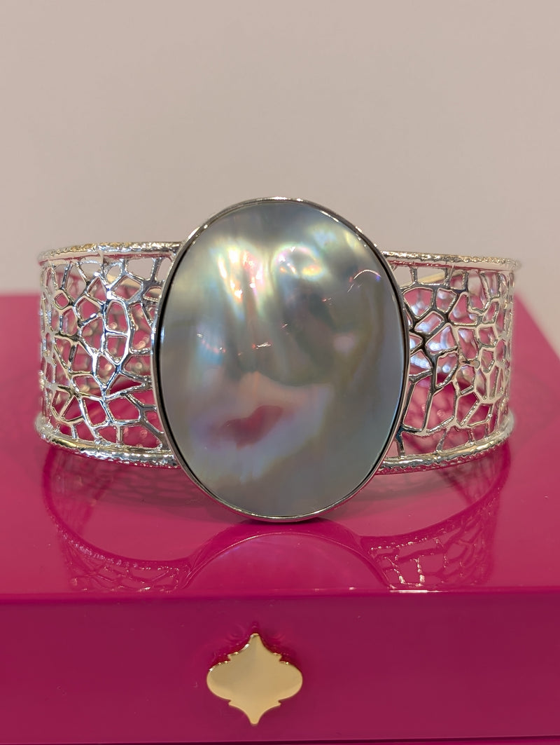 Sterling Silver Pearl Cuff Bracelet