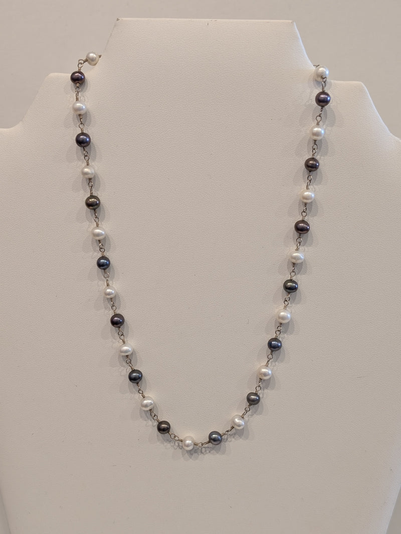 White & Grey Pearl Necklace