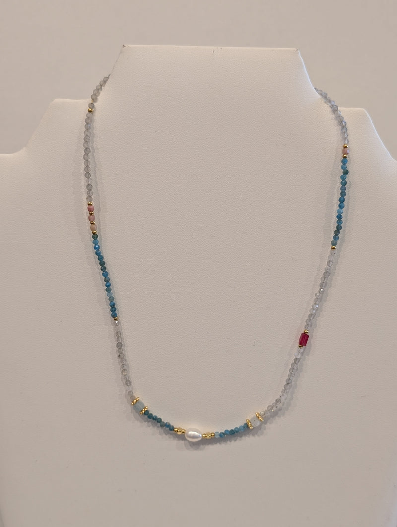 Mixed Gemstones with Pearl and GF Beads