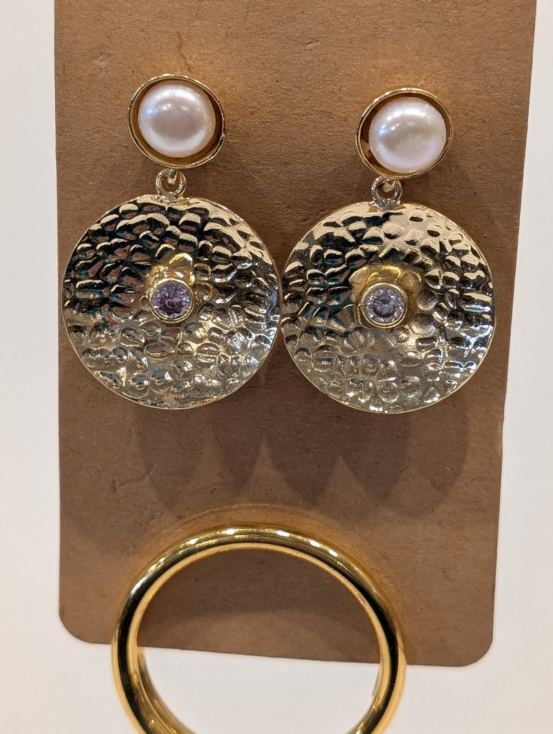 Gold Tone Circle Earrings