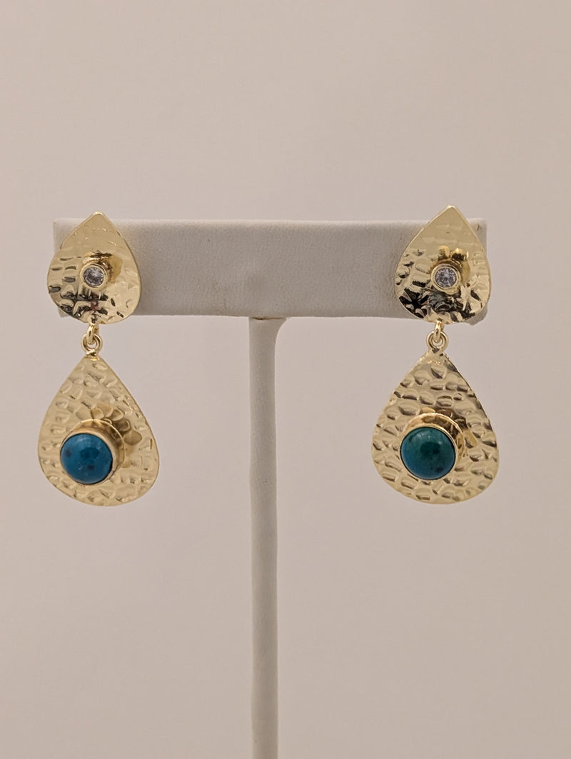 Green on Gold Leaf Earrings