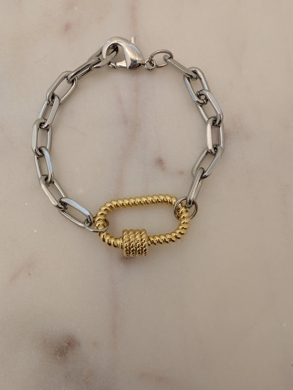 Lightweight Silver Bracelet with Gold Accent