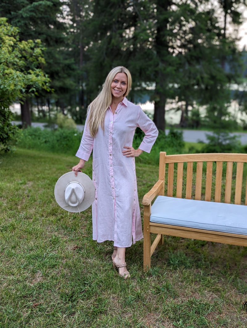 Gillian Pink Linen Maxi Dress Pink / L Gillian Pink Linen Maxi Dress Pink / L
