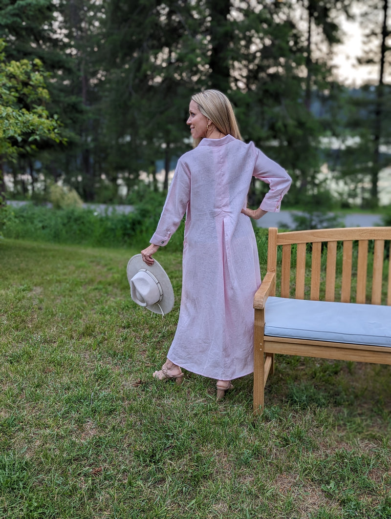Gillian Pink Linen Maxi Dress Pink / L Gillian Pink Linen Maxi Dress Pink / L