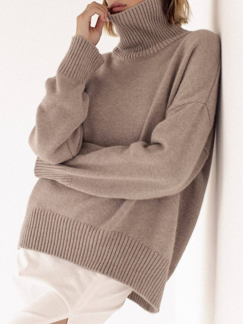 High Neck Pullover Loose Knit Sweater