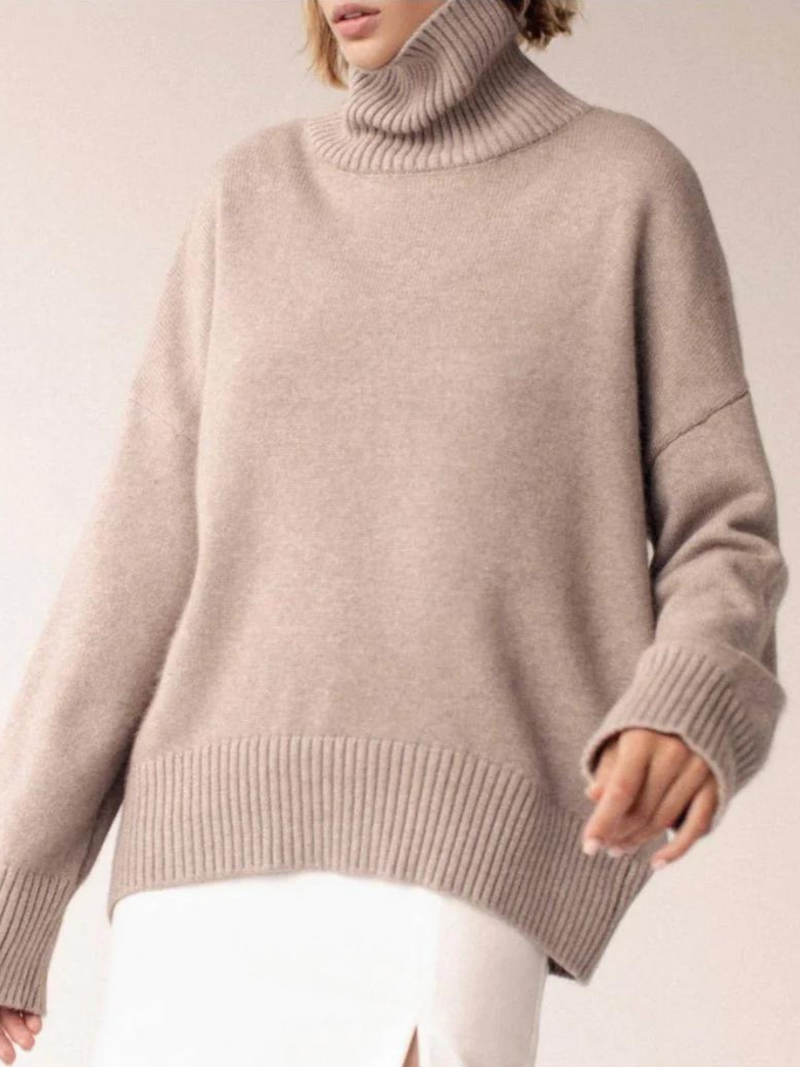 High neck loose sweater sale