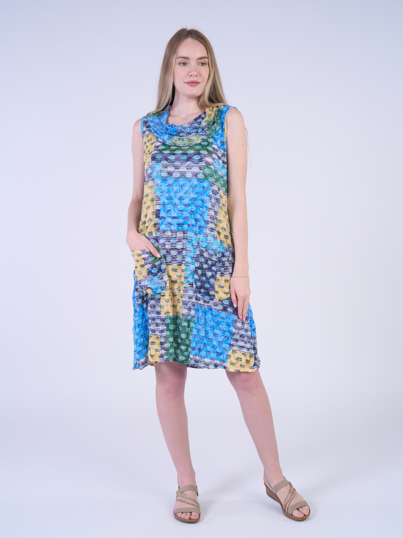 Crinkle Cowlneck Tank Dress