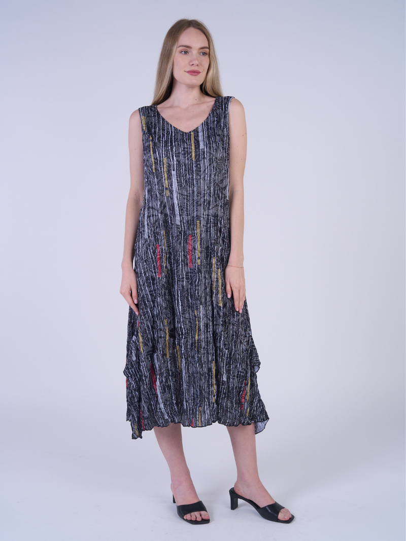 Crinkle Stripe Midi Dress