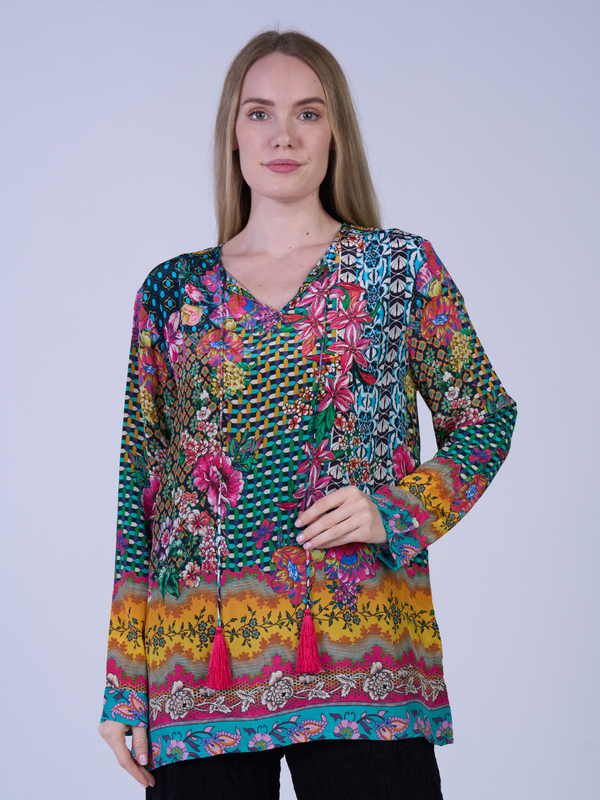 Silk Viscose Tassel Tunic