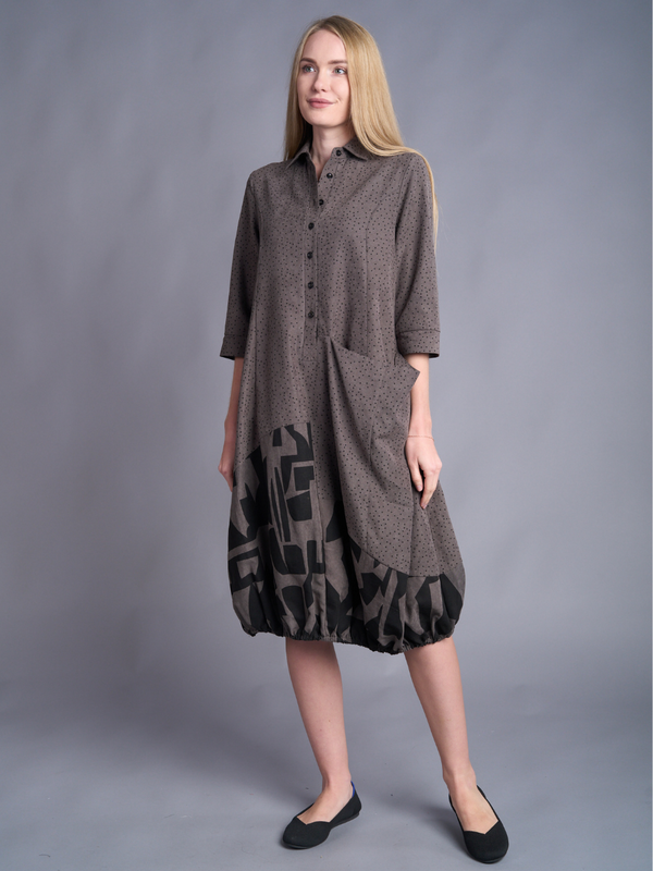 Slate Geometry Balloon Dress