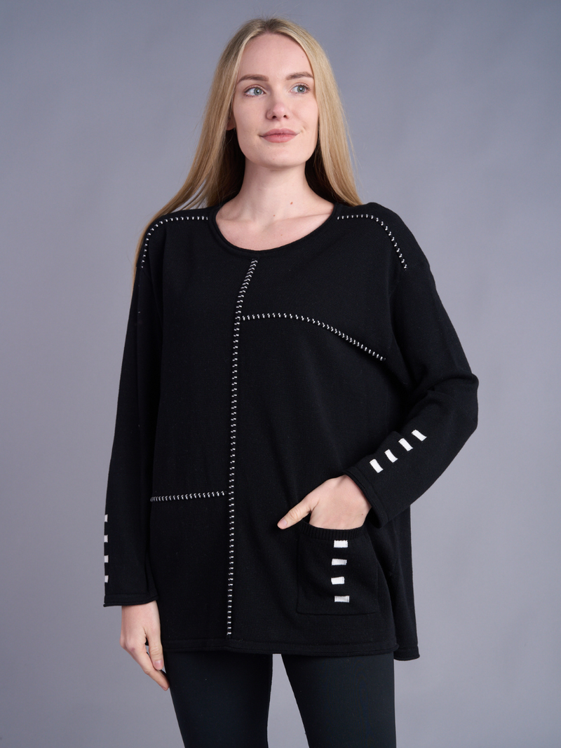 Contrast Stitch Cotton Sweater