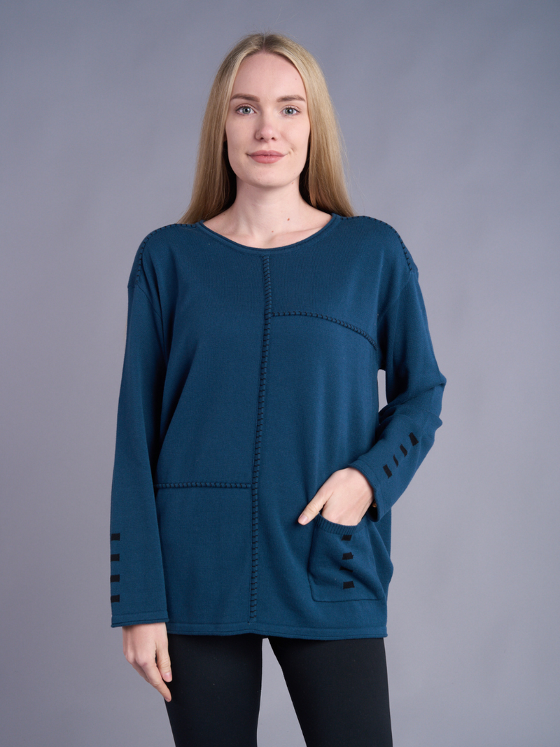 Contrast Stitch Cotton Sweater