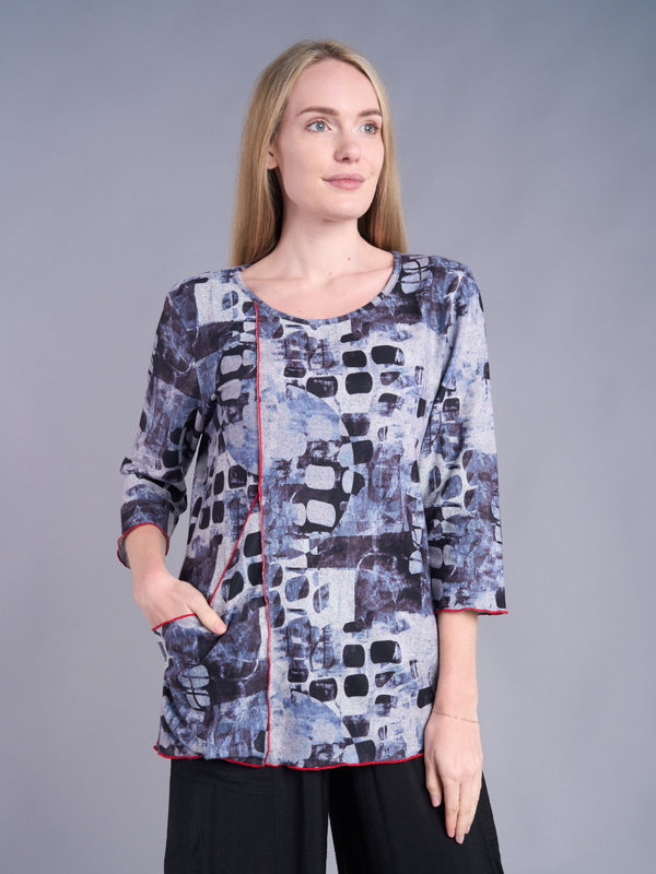 Abstract Horizon Fleece Tunic