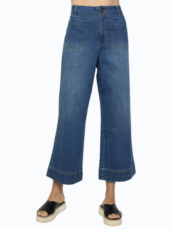 Wide Leg Stretch Crop Denim Jean