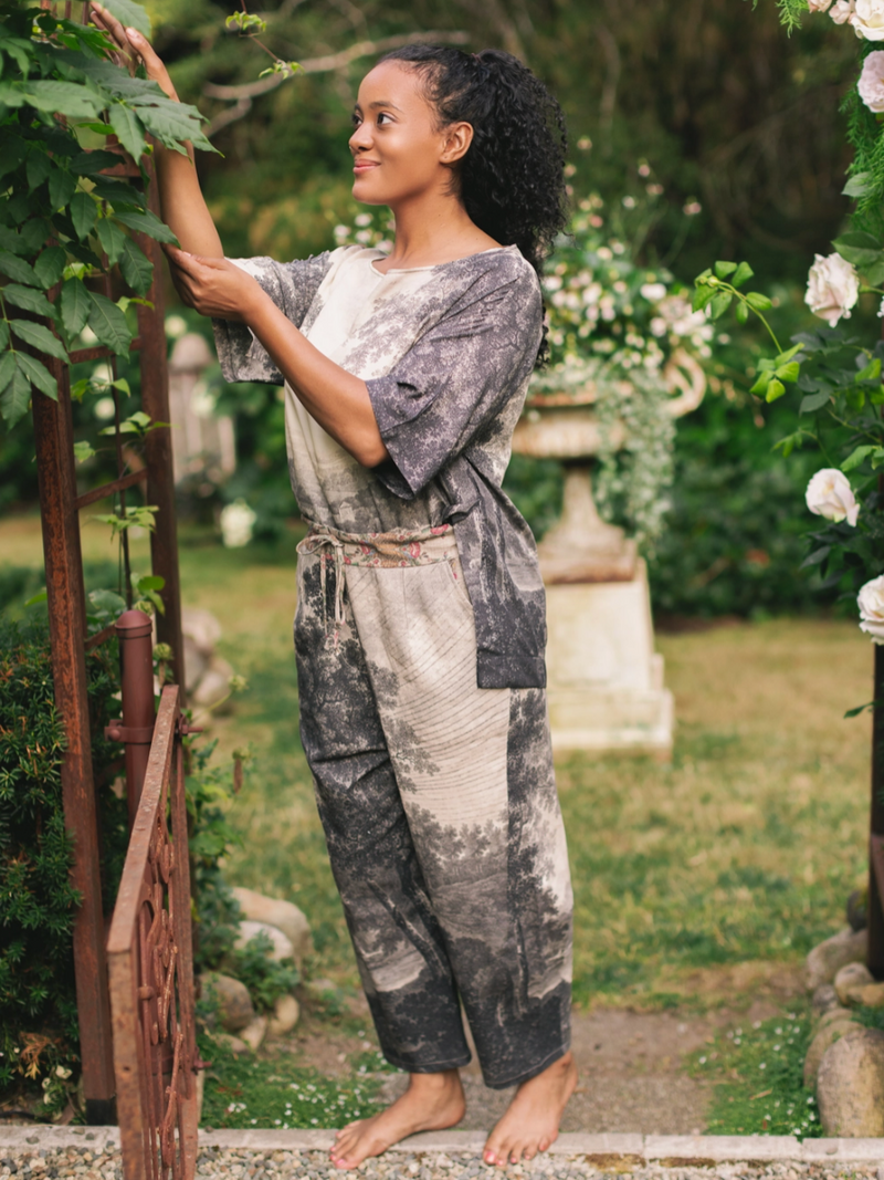 Still I Rise Boho Linen Print Cropped Artist Pants