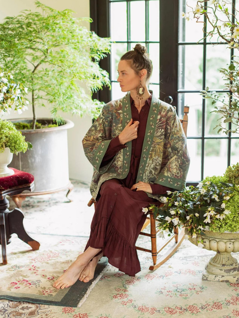 Love Grows Wild Cozy Fleece Cardigan Kimono Jacket Grace Joy Clothing Co