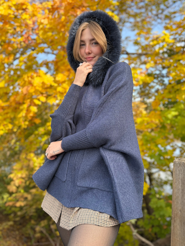 Luxe Fox Fur Trim Hooded Jacket