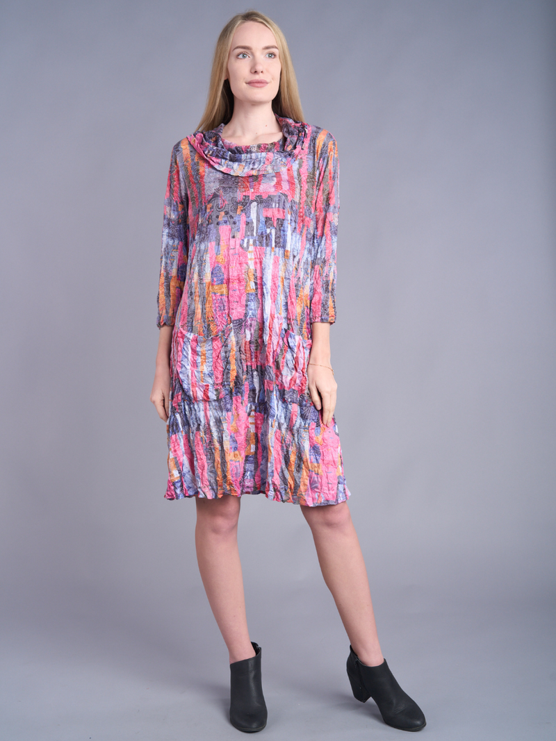 Sunset Mosaic Cowl Dress