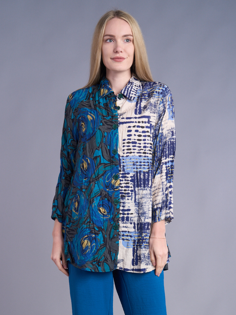 Coastal Collage Button-Up