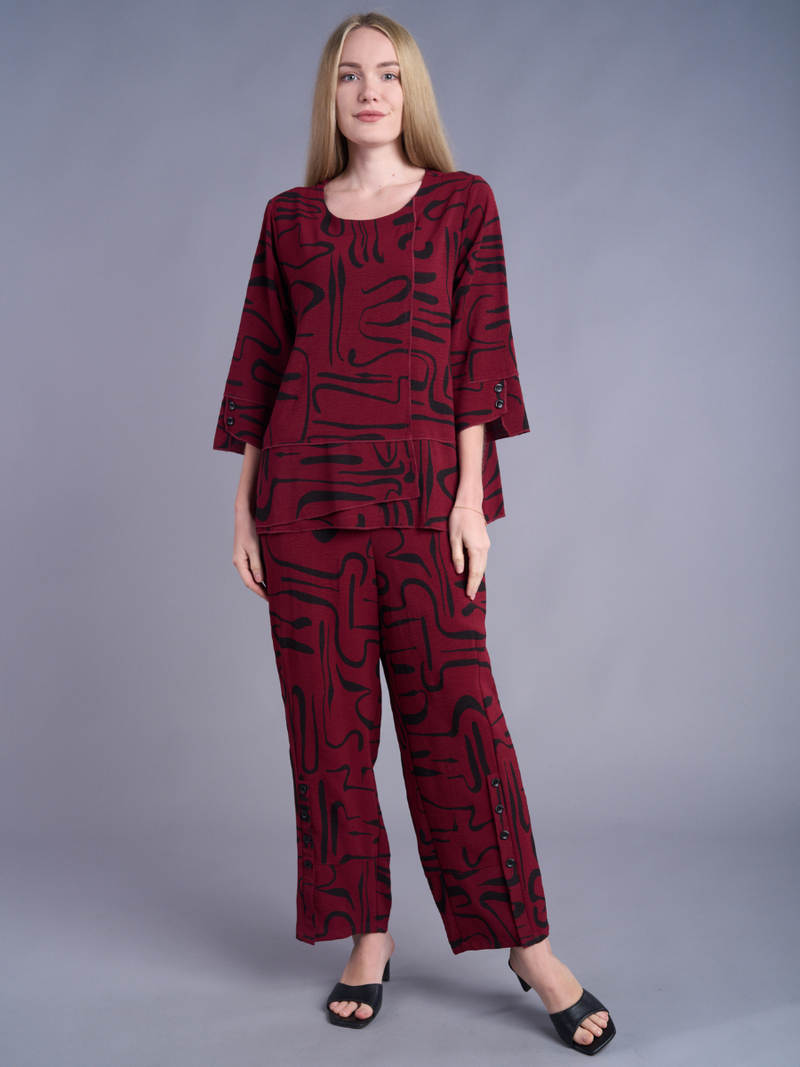 Merlot Maze Airflow Button Pant