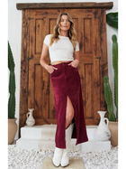 Madi Front Slit Stretch Midi Skirt