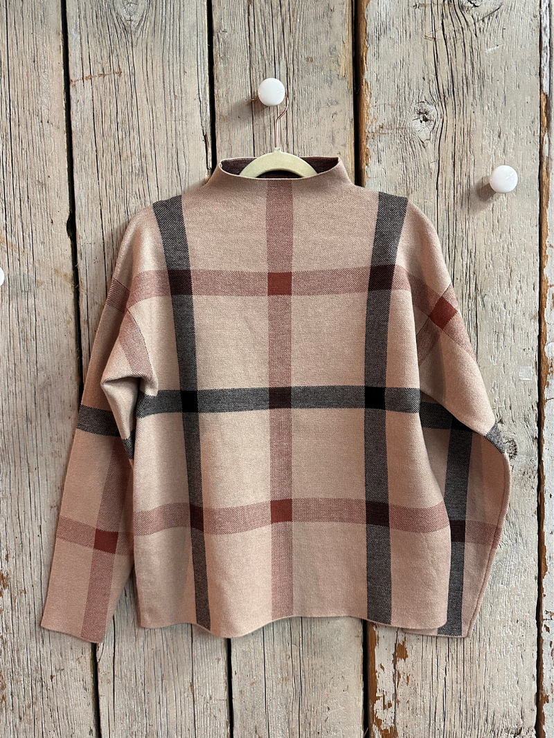 Highland Plaid Mock Neck Sweater