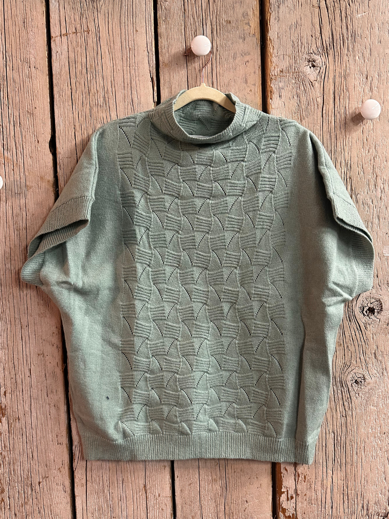 Sage Mosaic Mock Neck Top