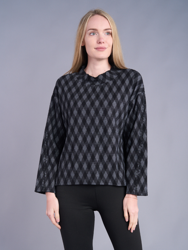 Stitch Detail Mock Neck Top
