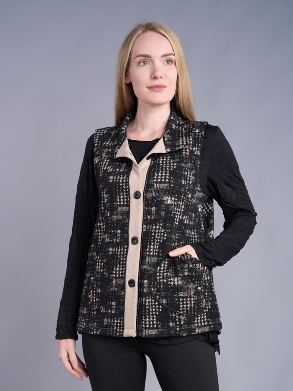Jacquard Patch Button Vest