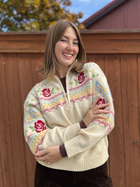Rose Fair Isle Half Zip Pullover