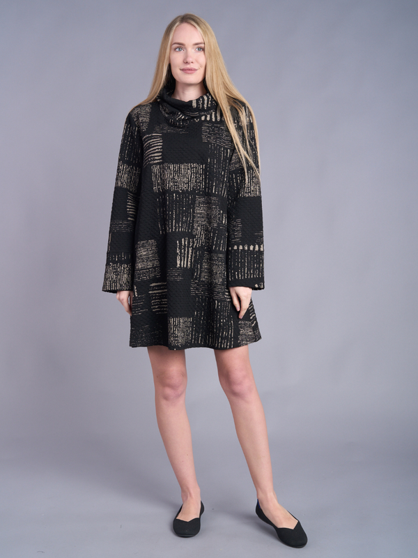 Jacquard Cowl Neck Dress