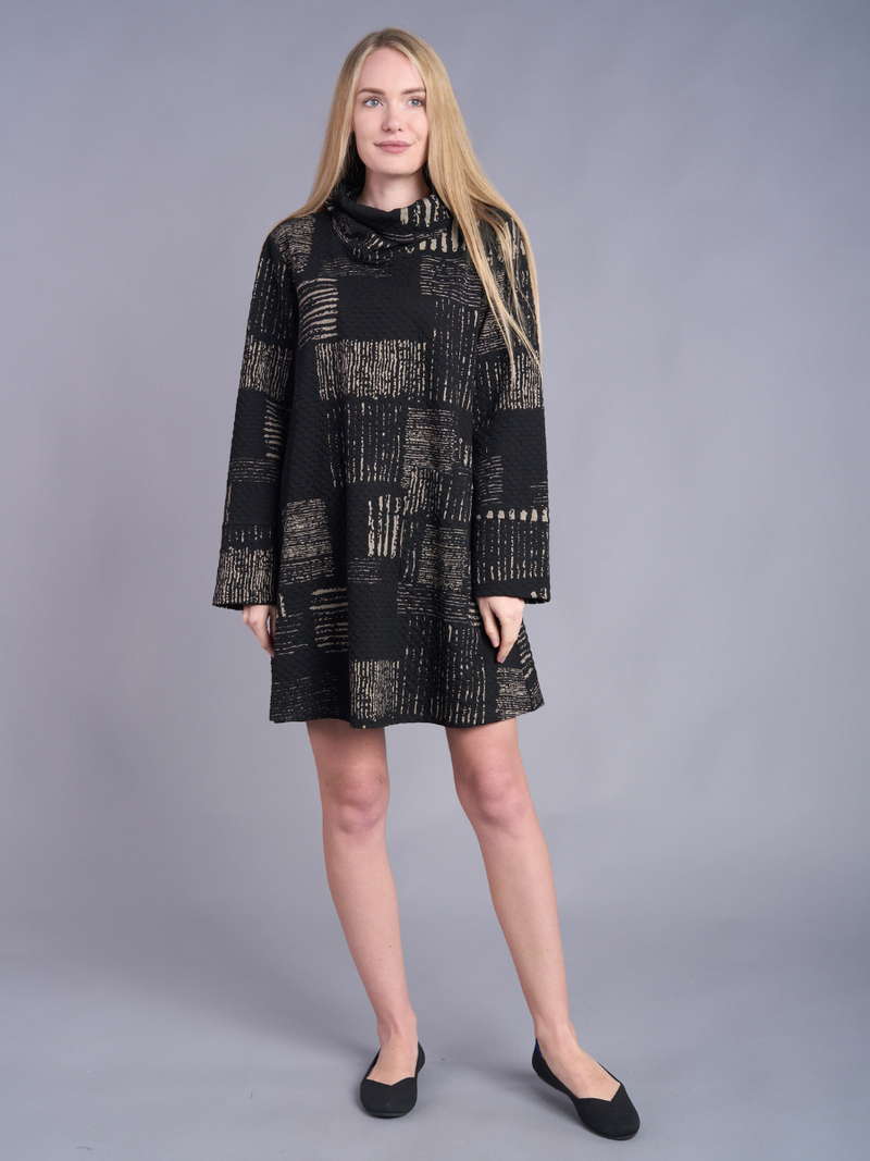 Jacquard Cowl Neck Dress