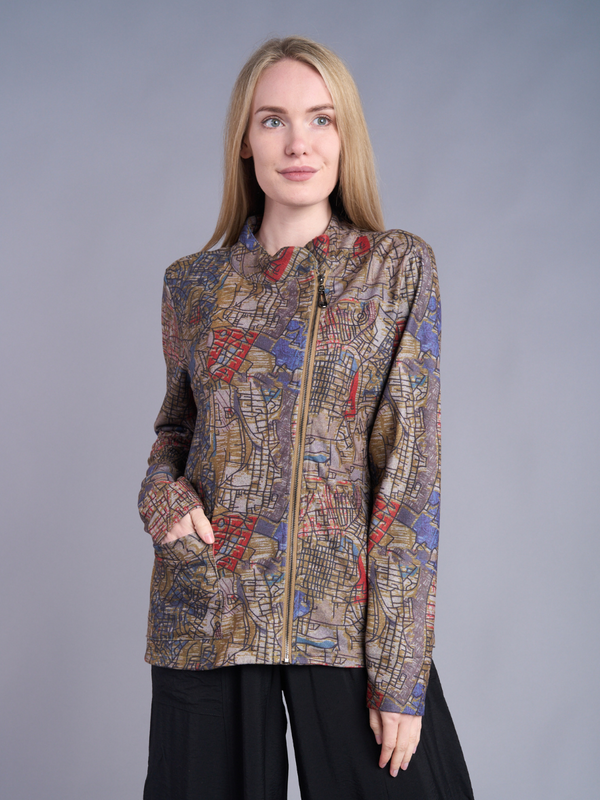 Asymmetrical Zip Fleece Jacket – City Maze