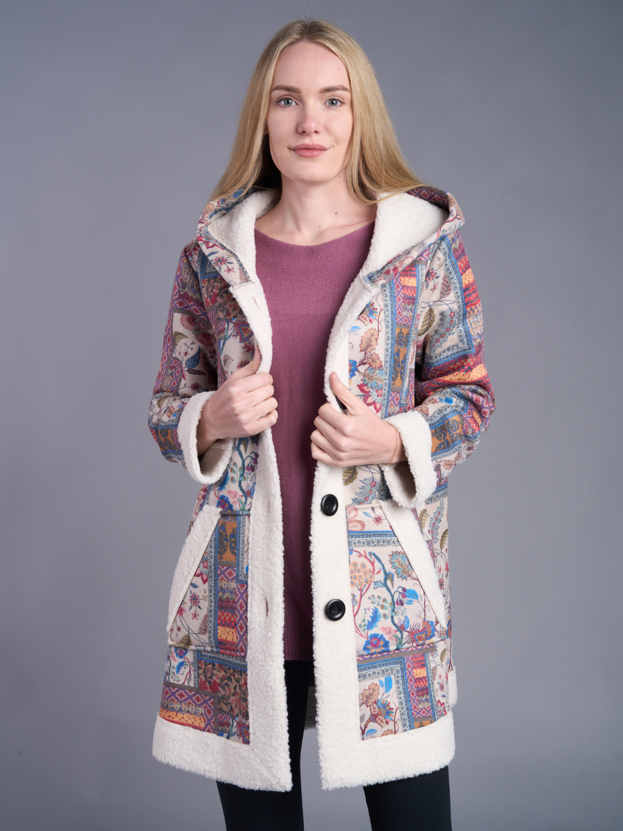 Patchwork Sherpa-Lined Hooded Jacket – Multi – Grace & Joy