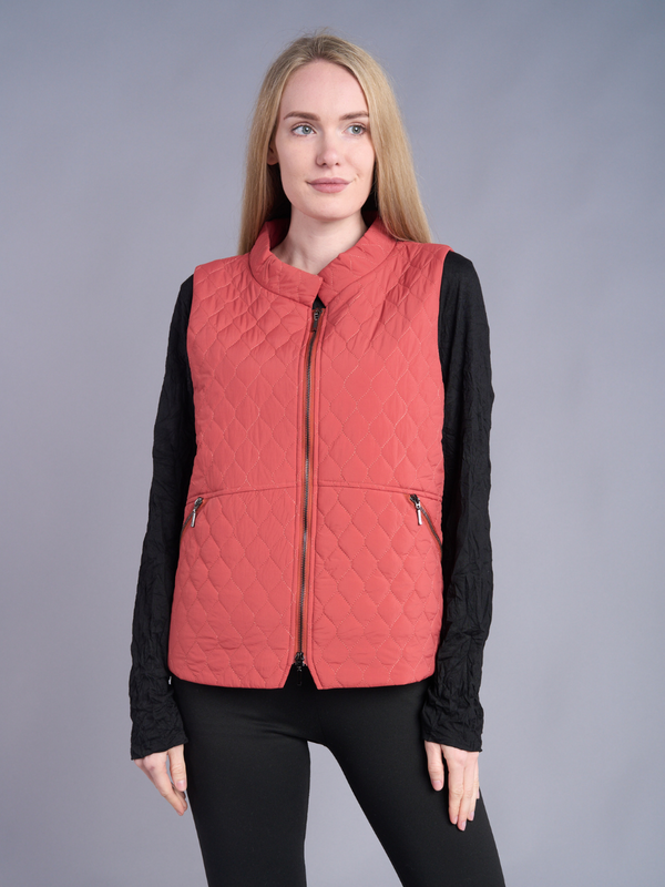 Rust Quilted Zip Vest