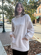 Mock Neck Ribbed Knit Tunic Sweater